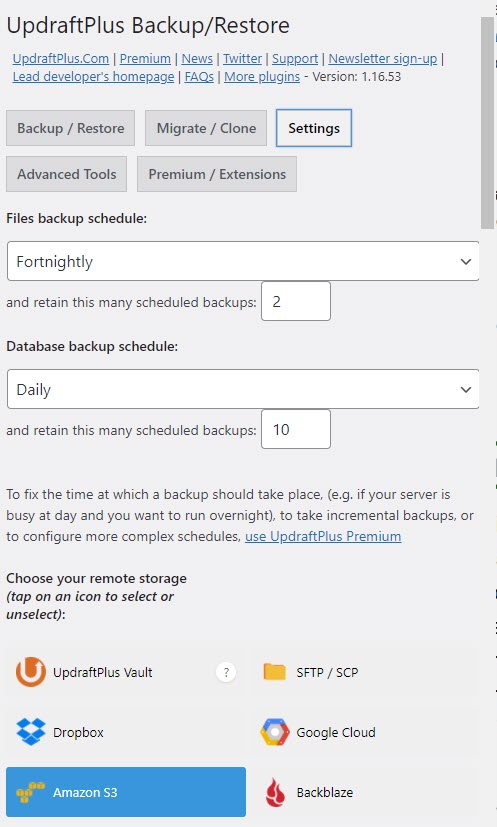 backup manager schedule