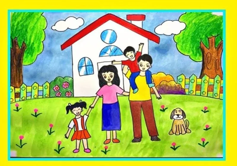 99+ tranh vẽ gia đình 4 người đẹp nhất ấn tượng · ảnh 3